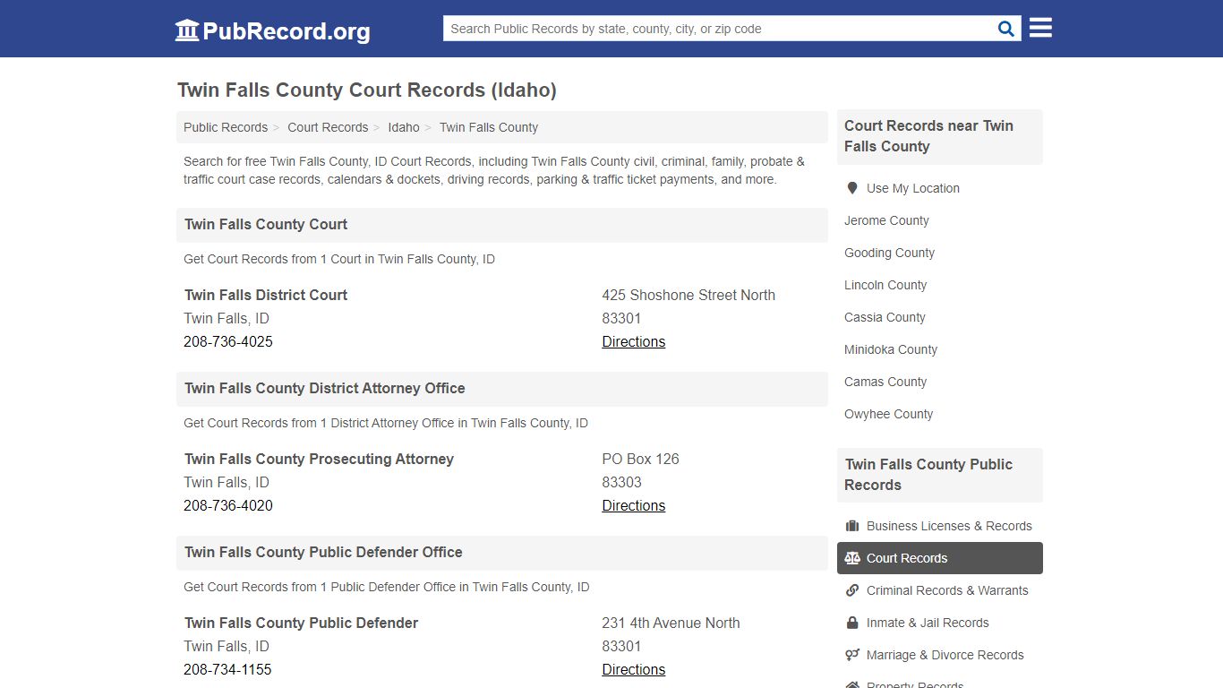 Twin Falls County Court Records (Idaho) - Public Record