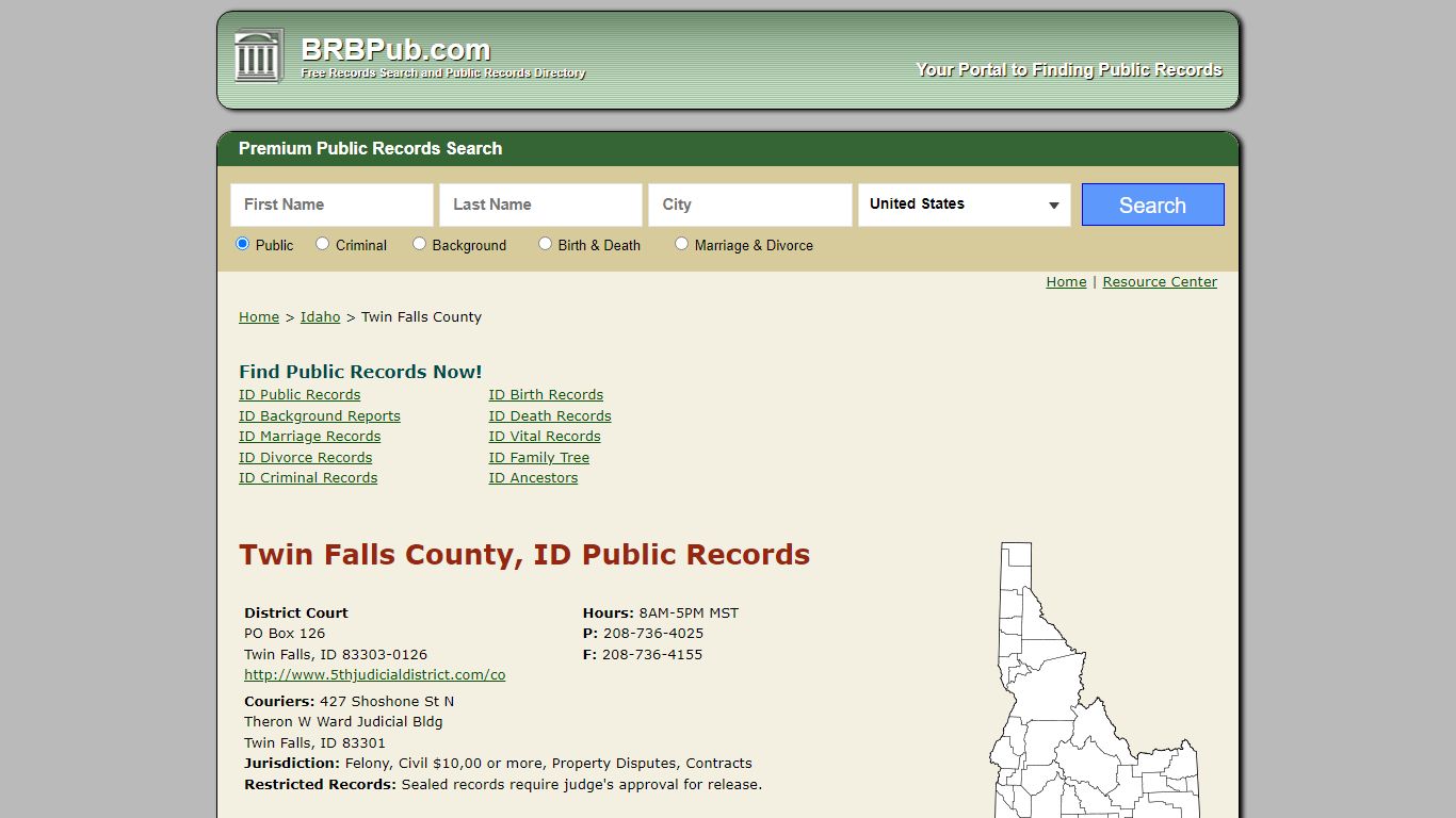 Twin Falls County Public Records | Search Idaho Government ...